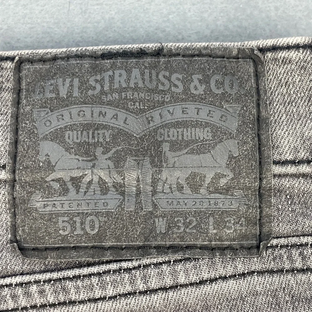 Levi's Grey 510 Skinny Fit Denim Jeans Mens 32x34